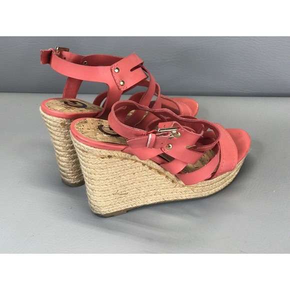 Guess Ethela Coral Pink Sandal Women’s Size 7 Wedge - Picture 4 of 10